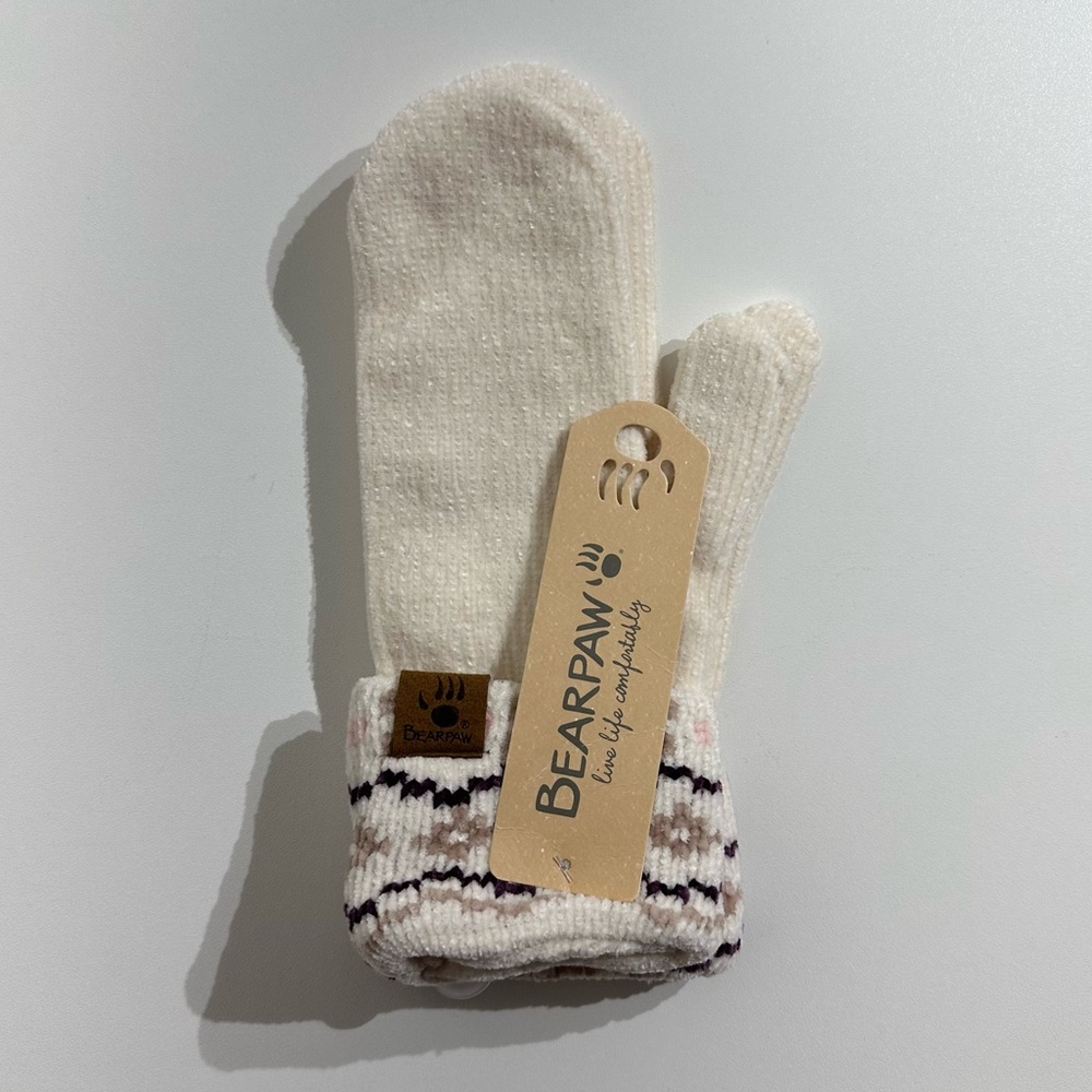 BEARPAW Women’s Mittens Adult  Ivory NWT One Size